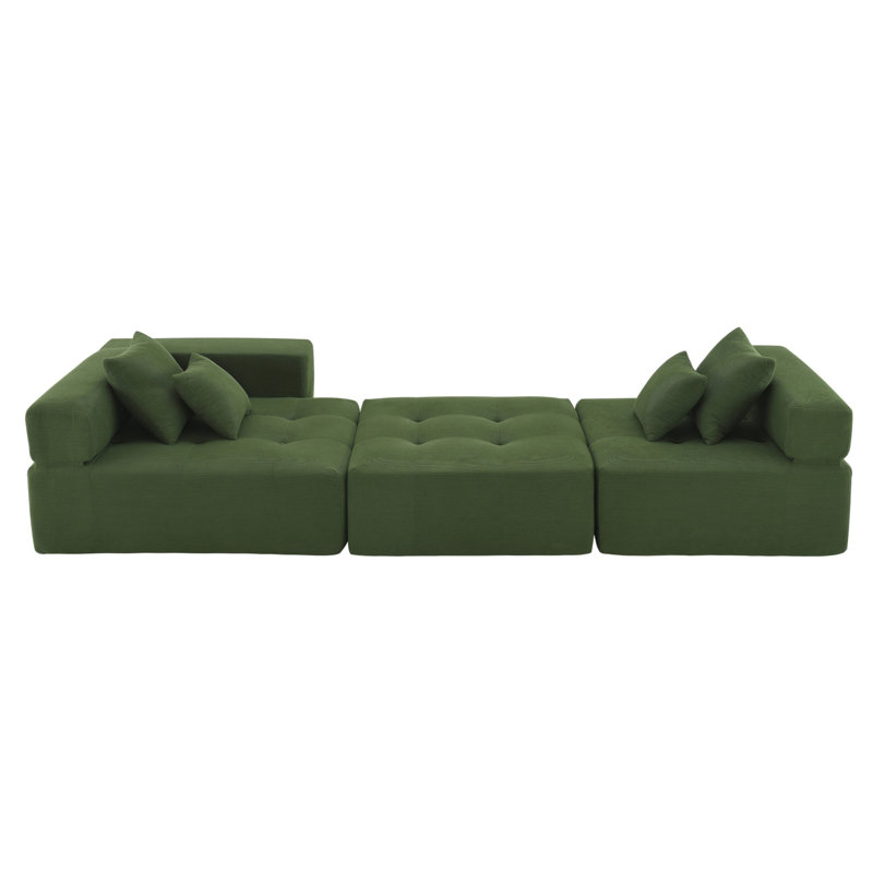 Canapé modulaire Boneless, Velours côtelé vert