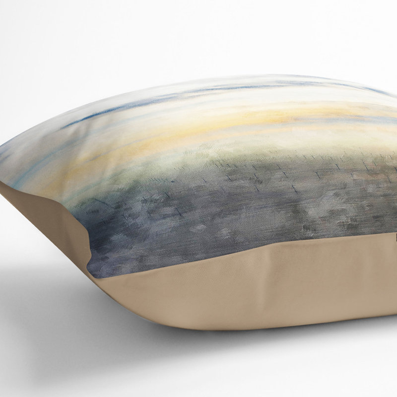 Wind Farm Painting Cushion with Filling, 55cm H x 55cm W x 20cm D, Stone