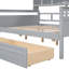 Élégant lit de jour gris, structure en lattes de bois, tablette de chevet et 2 tiroirs - multifonctionnel pour la décoration intérieure grise avec dossier, tablette, utilisation pratique et élégante-1011999818-1011999820