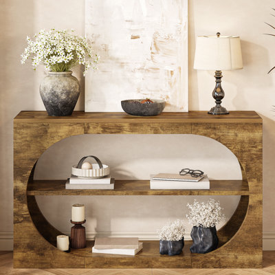 55" Farmhouse Console Table，Long Entryway Table Sofa Table