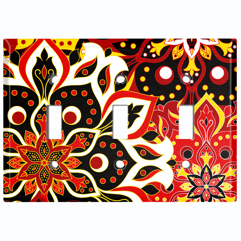 Plaque murale orange à 3 lumières orange mandala