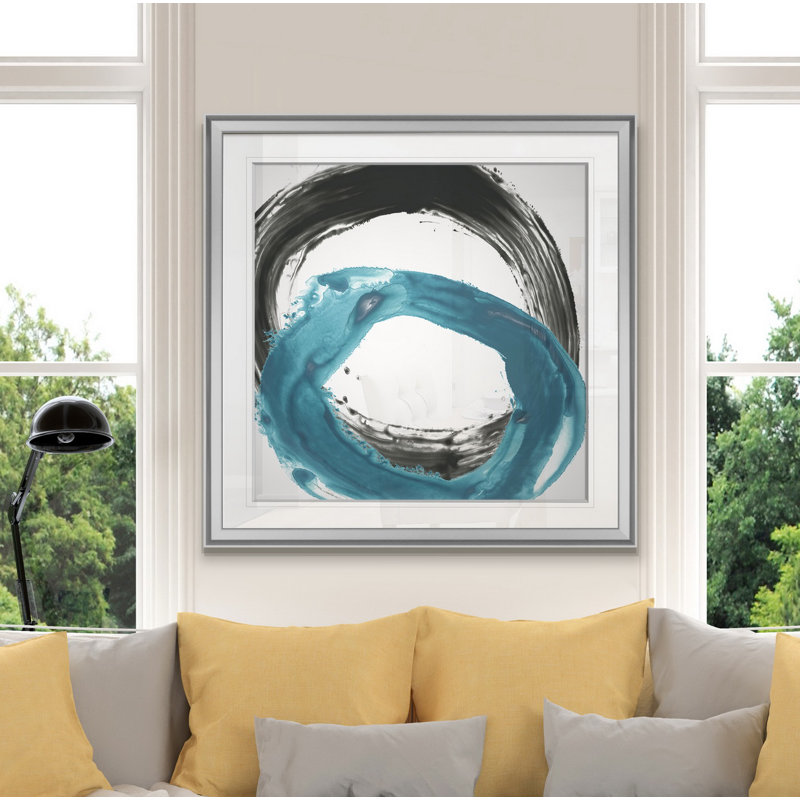 « circulaire réaction ix », peinture, H 16 po x l 16 po x P 1,5 po, Encadrement argenté