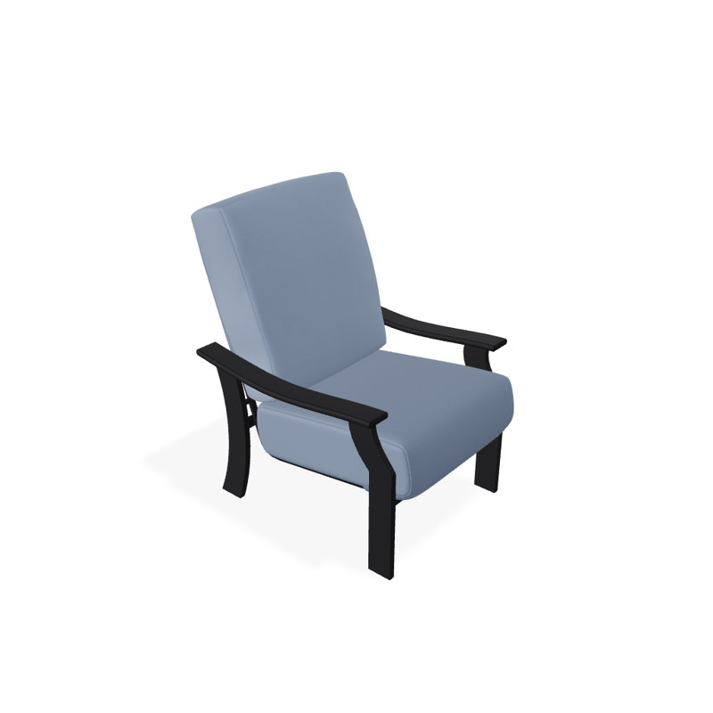 St. Catherine Outdoor Lounge Chair, Canvas Air Blue Sunbrella® Canvas, Textured Black