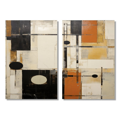 Modernisme orange noir - impression sur toile abstraite, panneau mural abstrait noir 2