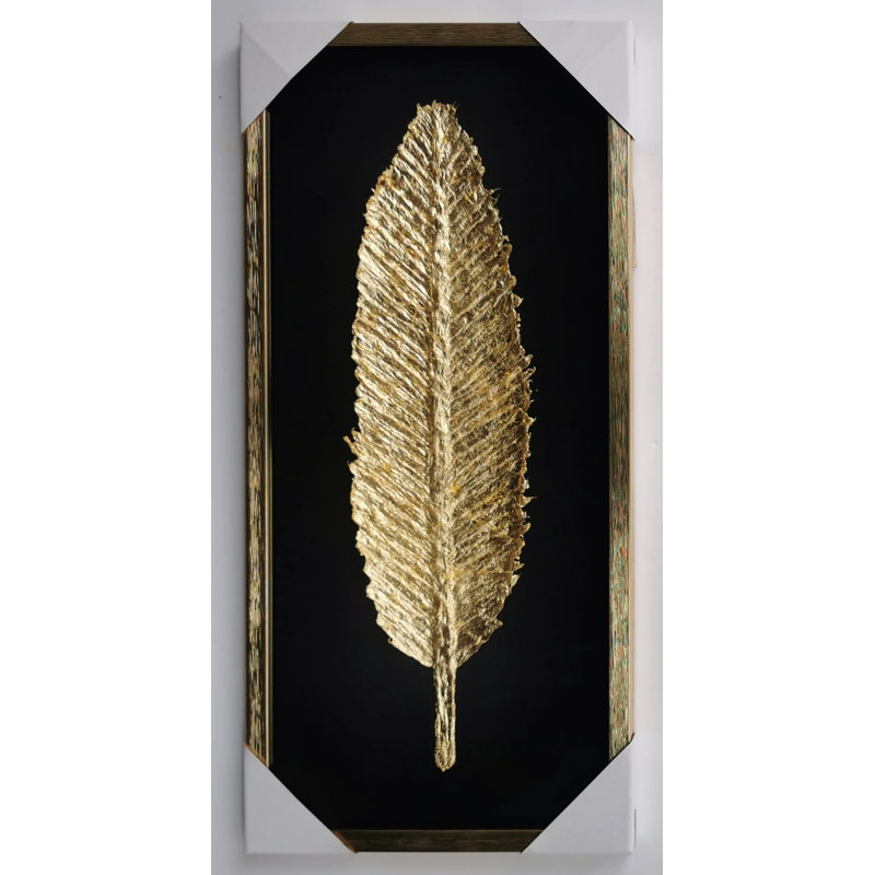 Feuille d'or encadrée, 2 pièces, peinture