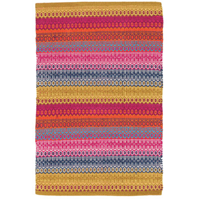 Rectangle 140 cm x 200 cm Striped Flatweave Area Rug
