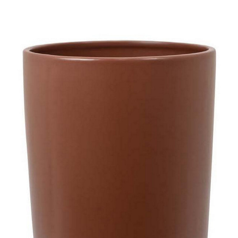 Decorative Vase, 15 Inch Tall Modern Accent Piece, Brown Ceramic