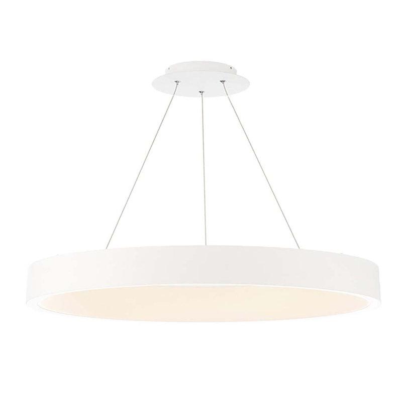 Luminaire suspendu cylindrique à 1 lumière DEL Romain, Blanc, H 4 po x l 32 po x P 32 po