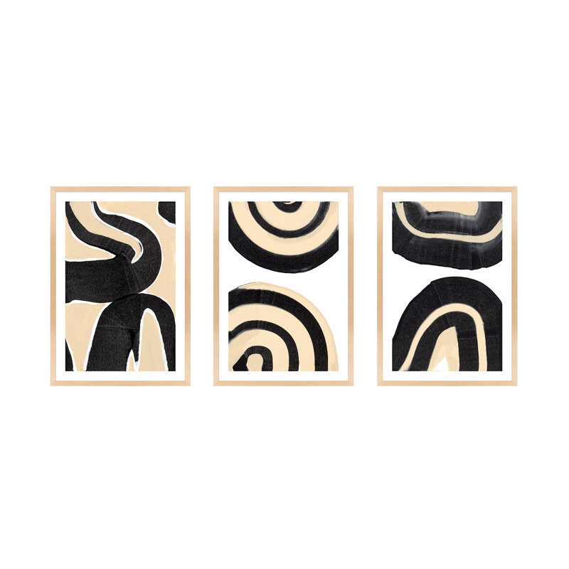 Passages,Set Of 3 By Andrea Stokes - Framed Wall Art, 17.5" W x 25" H, Maple Framed