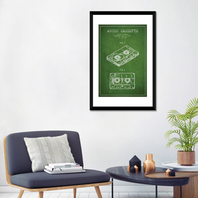 " Fuyuki Yonehara Audio Cassette Patent Sketch (Green) " by Aged Pixel