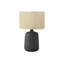 Lighting, H 24 po, lampe de table, céramique noire, abat-jour beige, contemporain