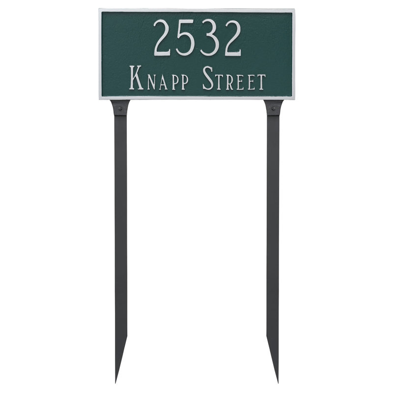 plaque d'adresse murale sur 2 lignes Classic, Vert chasseur / or, mur, Oui
