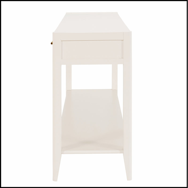 Console d'entrée avec tiroirs à rayures verticales, pieds longs et tablette inférieure pour le rangement, Blanc