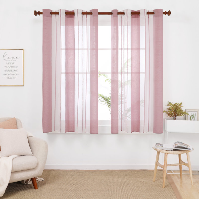 Dearious Sheer Curtain Pair, Width 140 x Drop 138 cm, Purple Red