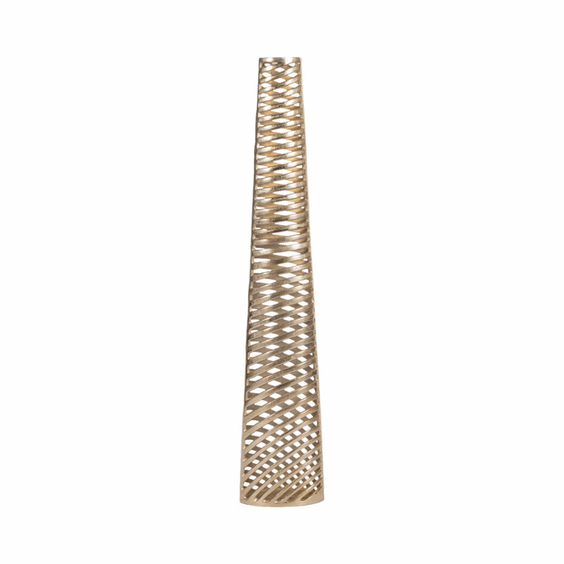 Treyton Aluminum Vase with Openwork Spiral Design, Champagne, 58" H x 11" W x 6" D