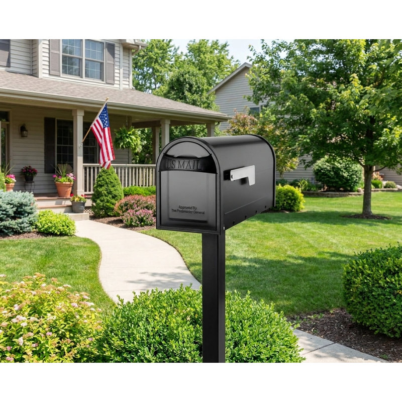 Pillar-style mailbox, medium size, classic black.