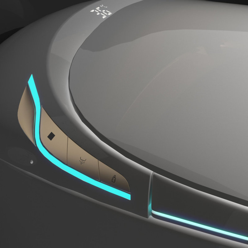 Unique Smart One-Piece Toilet With Bidet, Auto Seat, Foot Sensor, LED Display, Warm Water & Dryer, White
