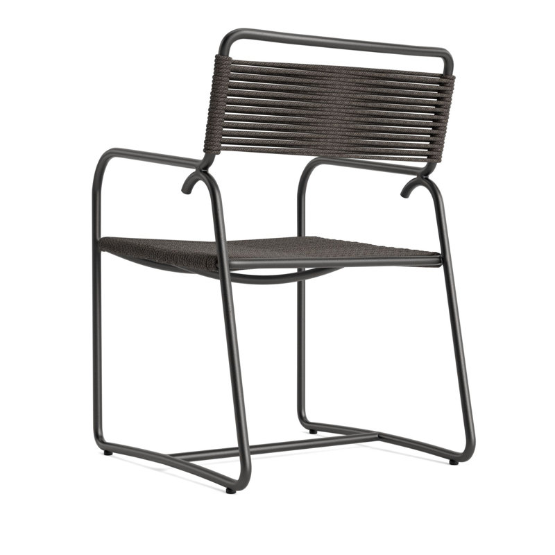 Walter Lamb Outdoor Armchair, Textured Pewter/Coal