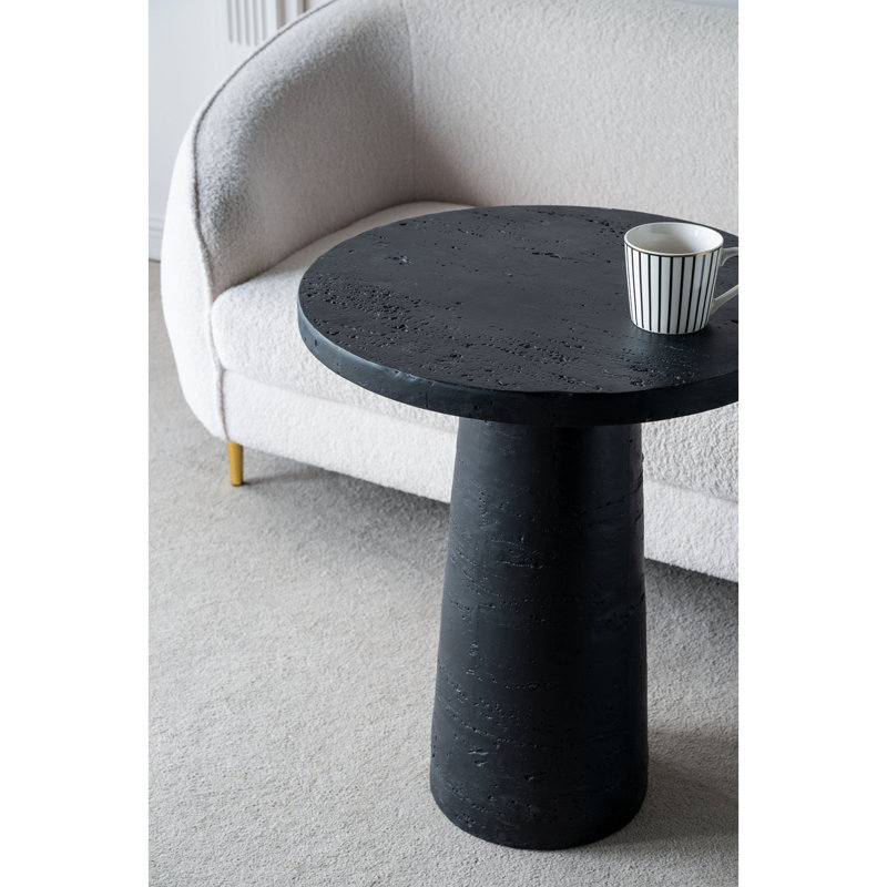 Table d'appoint ronde noire 22 po x 22 po x 25,5 po avec base en piédestal - Magnésium fabriqué pour une utilisation polyvalente, comme une table de chevet, un vestibule, un support à plante ou un ajout de salon dans une table polyvalente, élément