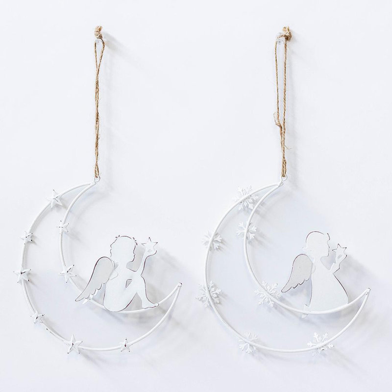 Cintre en métal et ange de lune, ensemble de 2