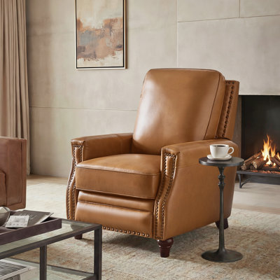 Andrena Genuine Leather Recliner with Nailhead Trim