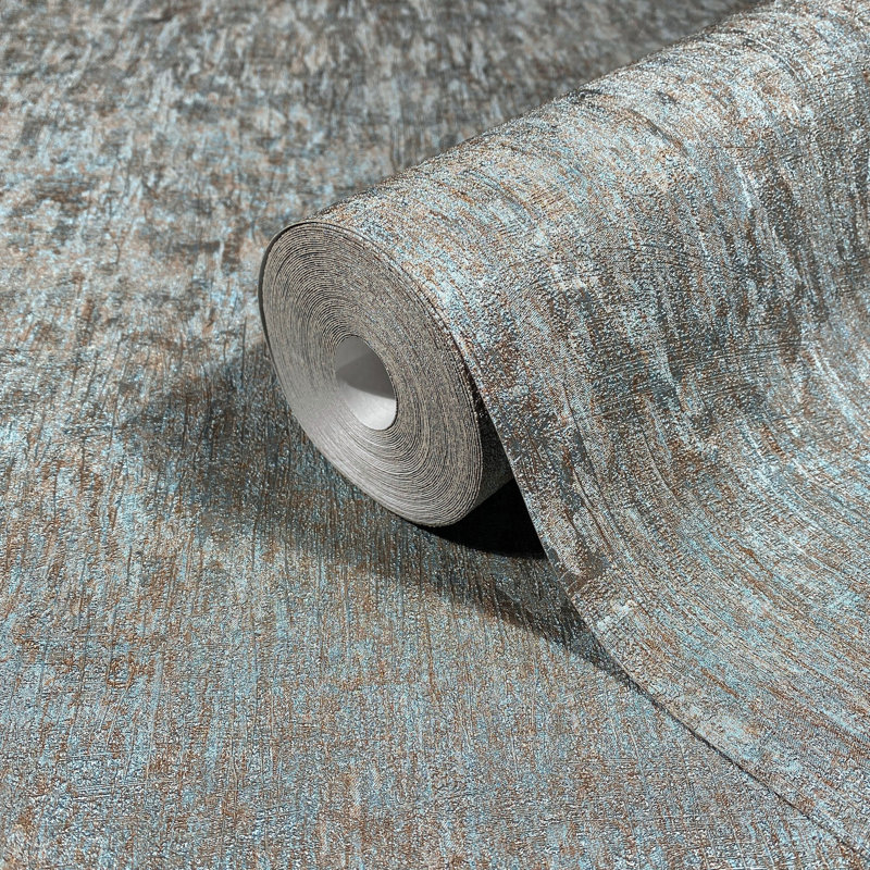 Papier peint vieilli sarcelle Dustan, Bleu