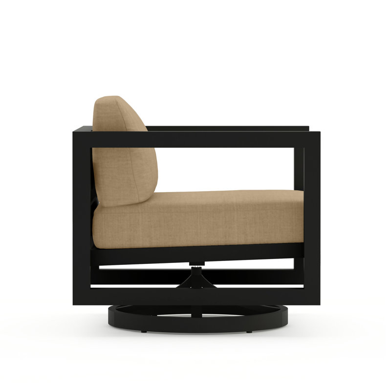 Avion Outdoor Rocker Chair, Canvas Heather Beige Sunbrella® Canvas, Black
