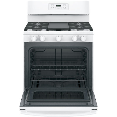 GE 30"" 5 Cubic Feet Smart Natural Gas Freestanding Convection Range -  JGBS66DEKWW