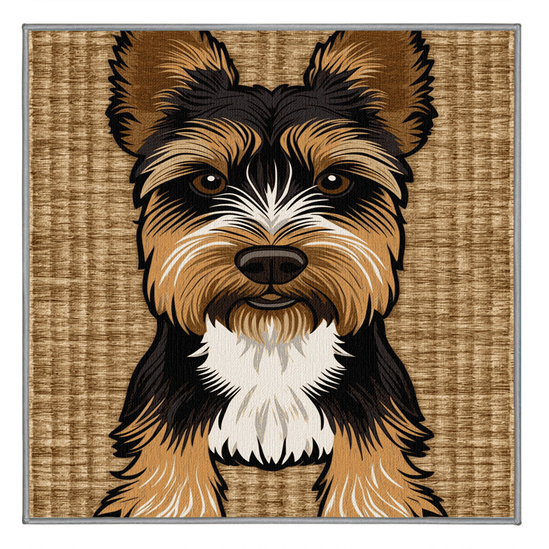 Washable Cairn Terrier Dogs Area Rug, Square 4'