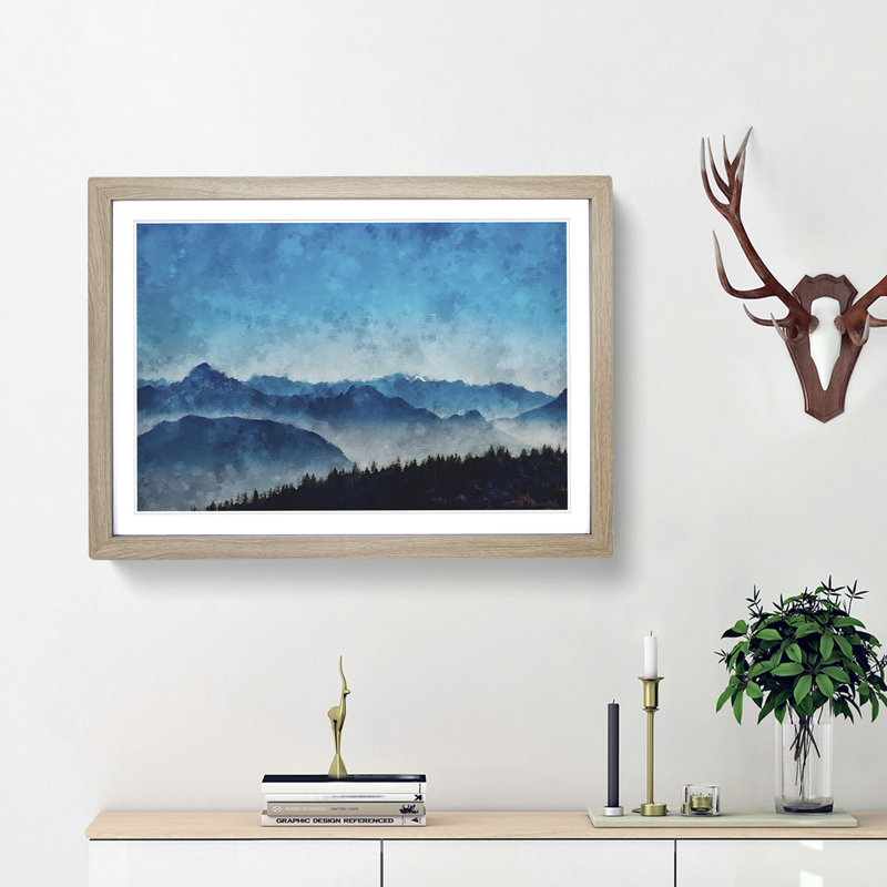Fog Between the Mountains - Framed Print, Oak Framed, 45cm H x 63cm W x 2cm D