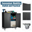 Armoire à outils roulante verrouillable 2 portes - Rangement de garage réglable sur roulettes, noir, H 35 x l 30,3 x P 18