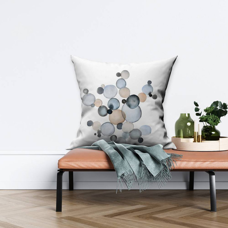 Grayish bubbles - 26"x26" Throw pillow cover - Poly twill - Print on demand