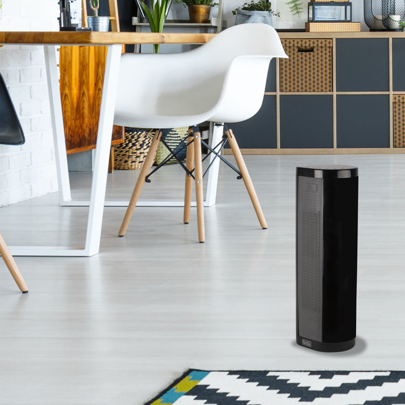 Black Ceramic Electric Tower Heater with Adjustable Thermostat