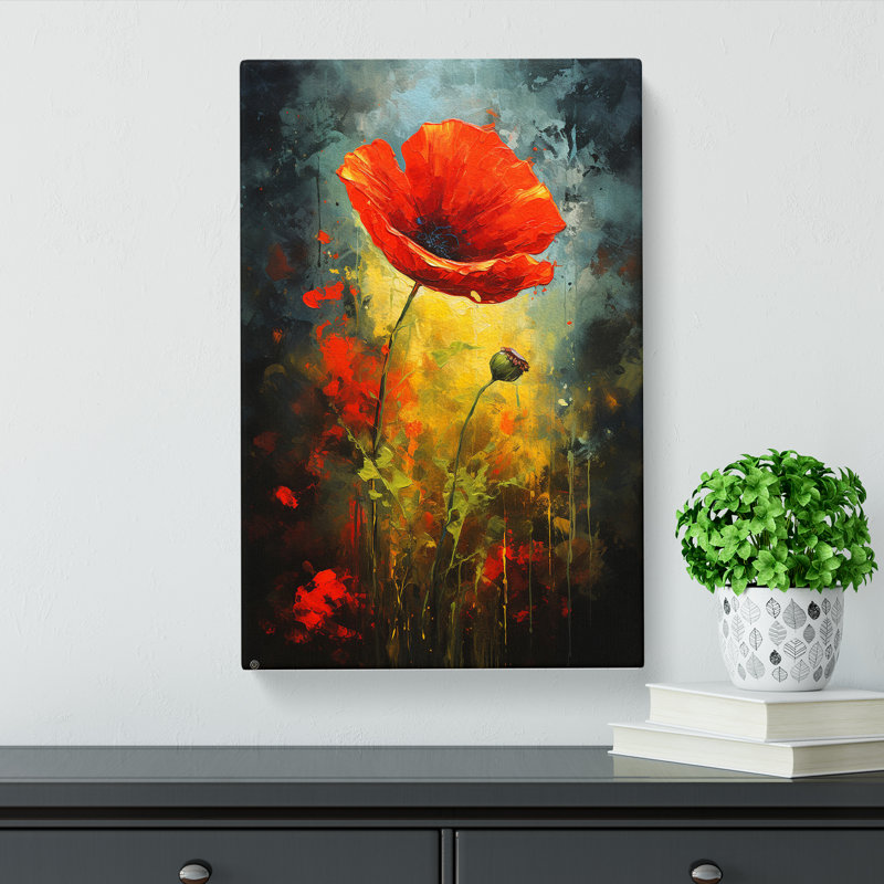 Poppy Flower Modern - Wrapped Canvas, 50cm H x 35cm W x 3cm D