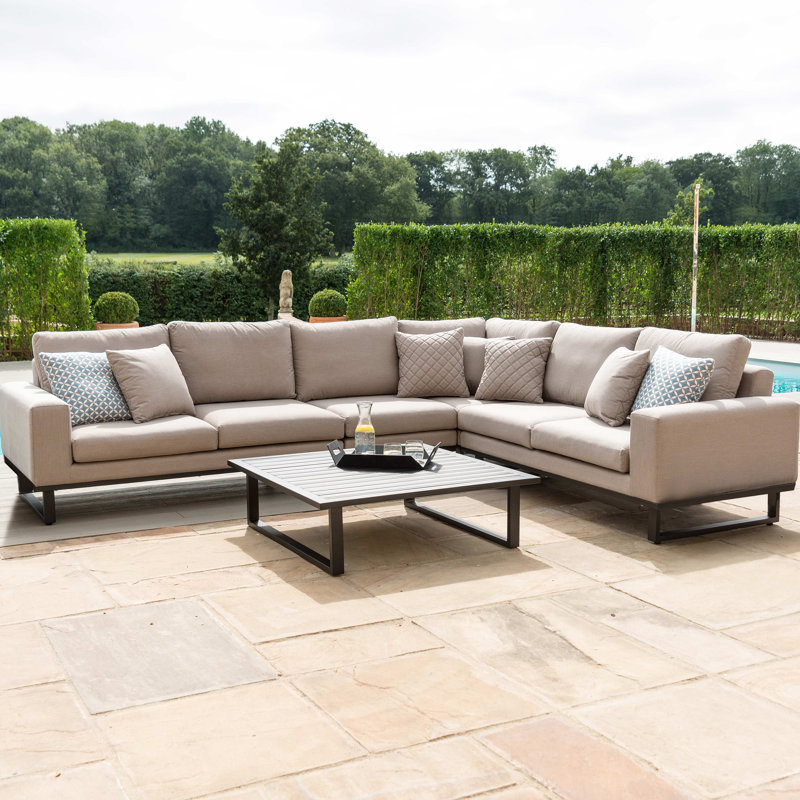 Terrest  Outdoor Fabric Large Corner Group, Taupe, Black