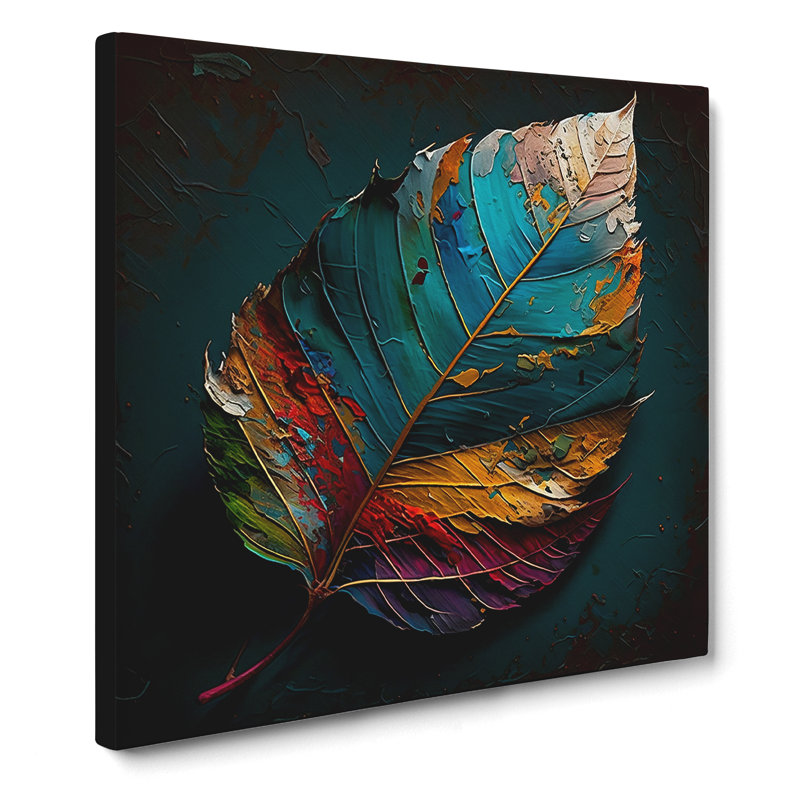 Leaf Palette Knife Painting - Wrapped Canvas - Framed Print