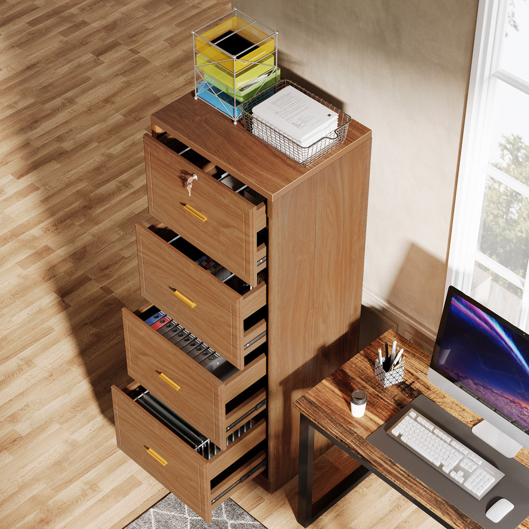 4-drawer File Cabinet, Vertical Filing Cabinet With Lock, Wood File Cabinet For Home Office