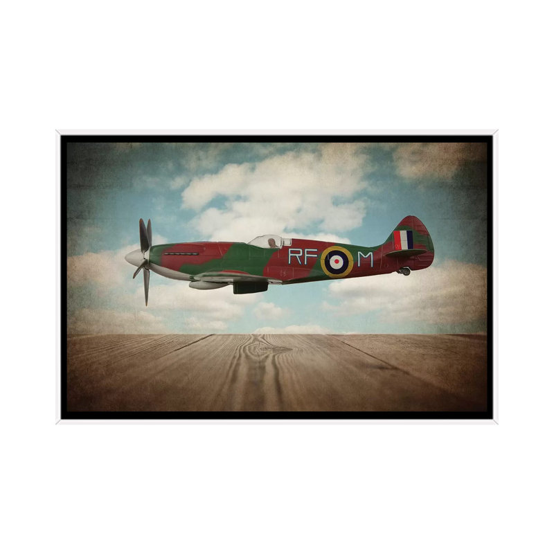 Spitfire - Print on Canvas, 66.04 cm H x 45.72 cm W, White Framed