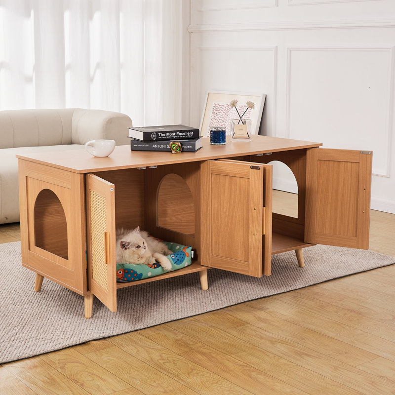Particle Board Self-Cleaning Litter Box, Yellow