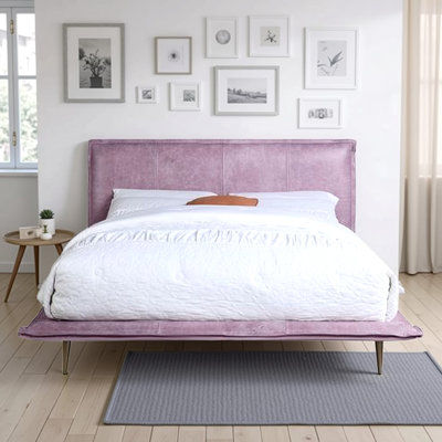 Leather Metal Platform Bed
