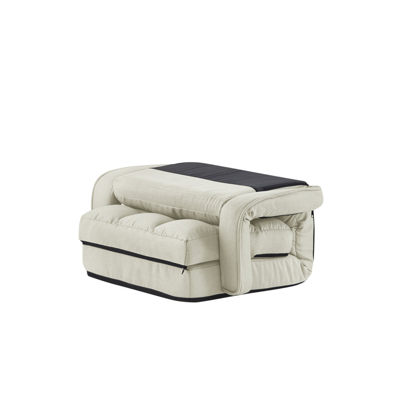 Fauteuil inclinable en lin / chaise sur pied, gris foncé, Beige