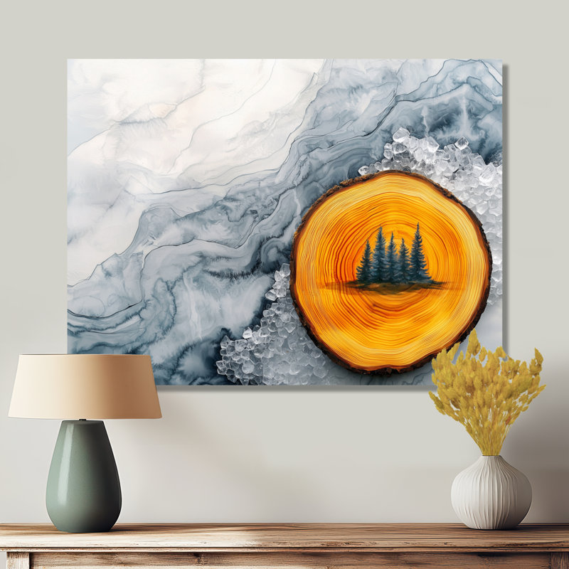 Dar Amber or du soleil rivière de cristal II - forêt, art mural, H 30 po x l 40 po, Toile tendue, Ne s’applique pas