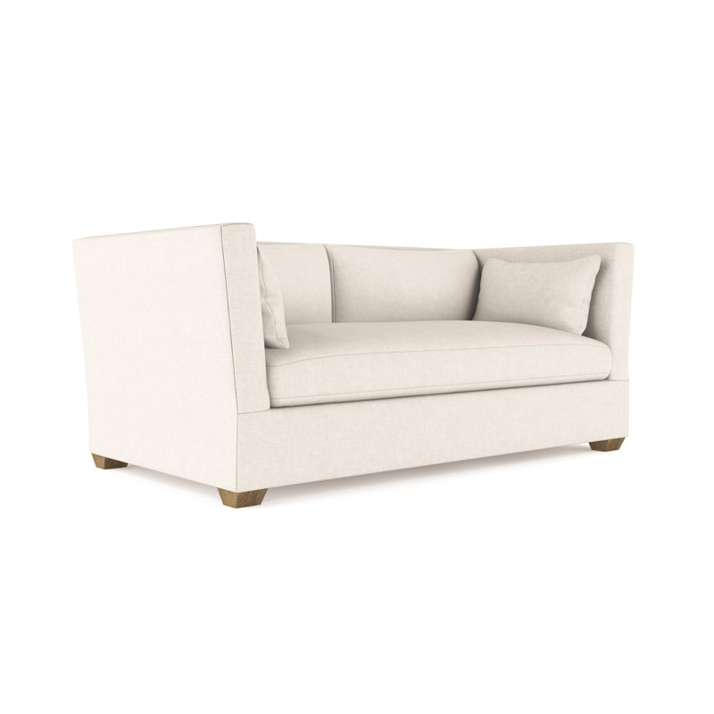 Rivington Flare Square Track-Arm Loveseat, Plush Velvet Alabaster, Natural, 31" H x 72" W x 37" D
