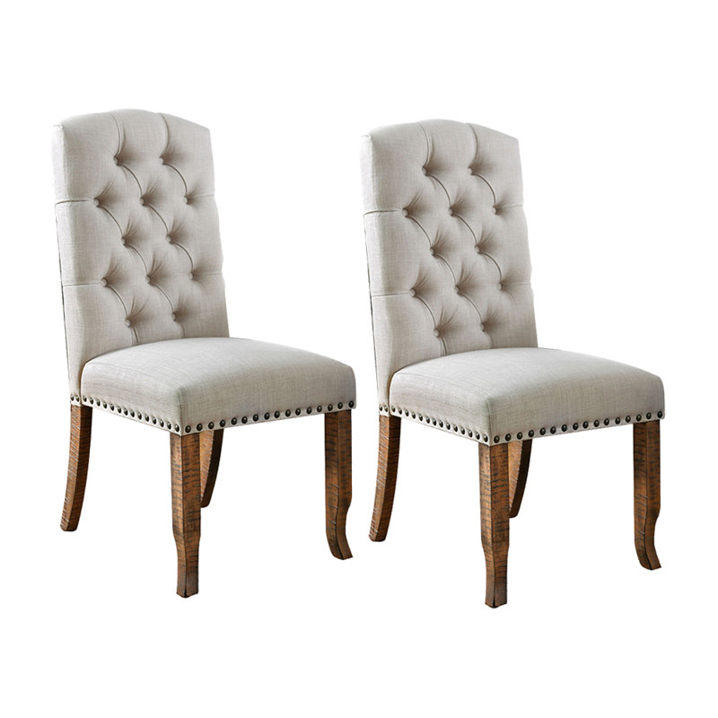Gray Linen Upholstered High Back Parsons Side Chair