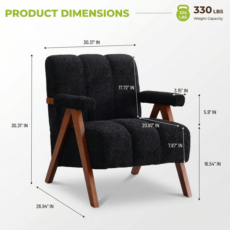 Fauteuil d'appoint Mid-Century Modern, Black