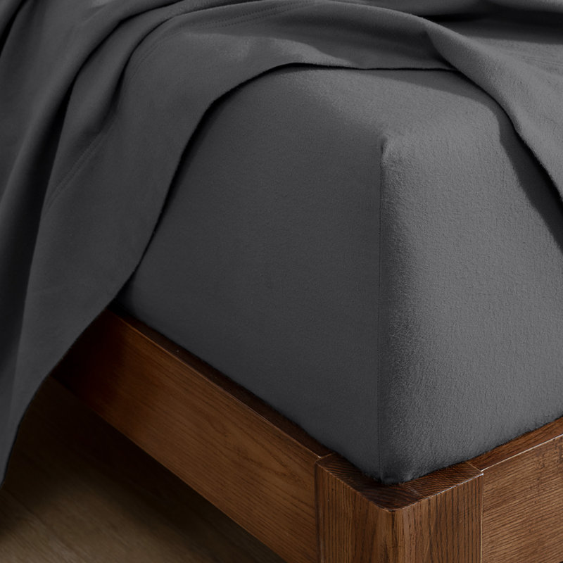Drap-housse 100% flanelle de coton ultra doux, Gris, Drap-housse de taille simple