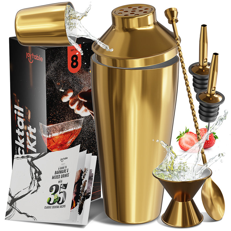 Gold Stainless Steel Cocktail Shaker Set with Bar Tools