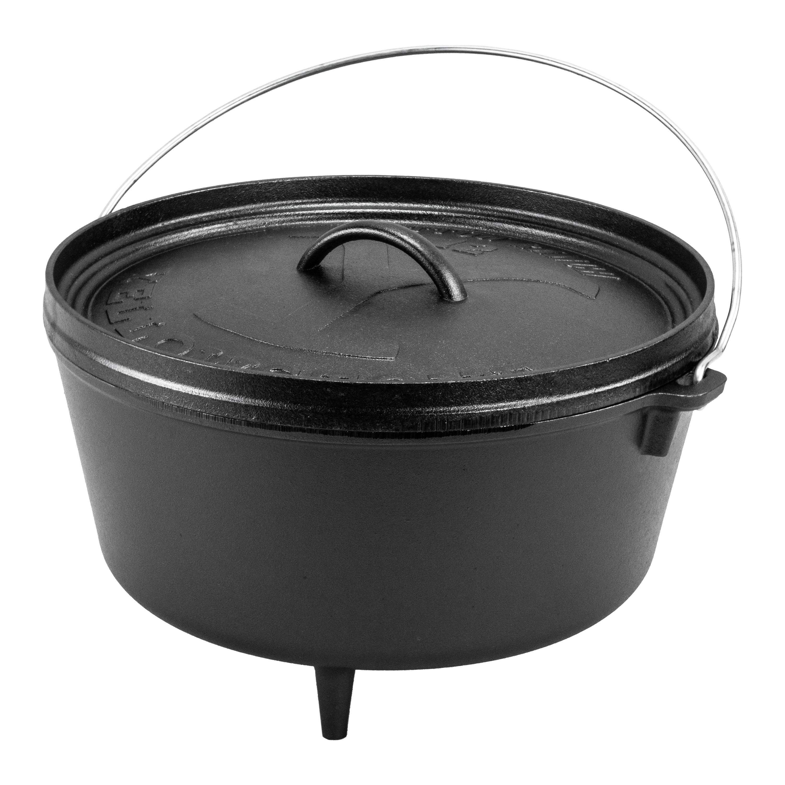 Lodge Yellowstone 12 Inch / 8 Quart Seasoned Cast Iron Deep Camp Dutch