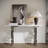 Silver Console Table, 55" Rectangle Grey Sintered Stone Sofa Table With Geometric Base, Modern Entryway Table For Home, Office