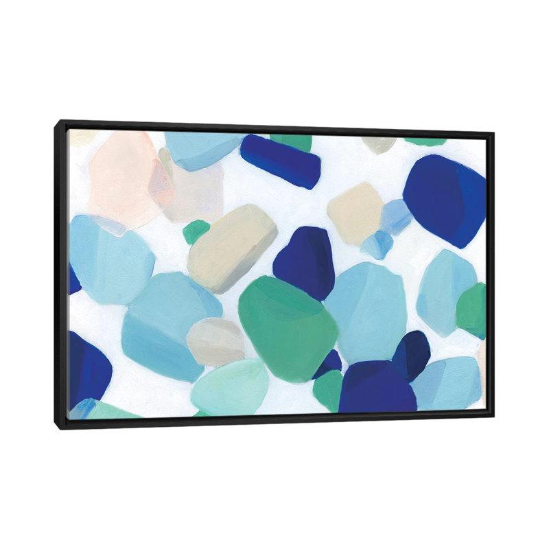 «Seaglass Symphony», reproduction de peinture à l'huile sur toile tendue, H 18 po x l 26 po x P 1,5 po, Toile avec cadre noir